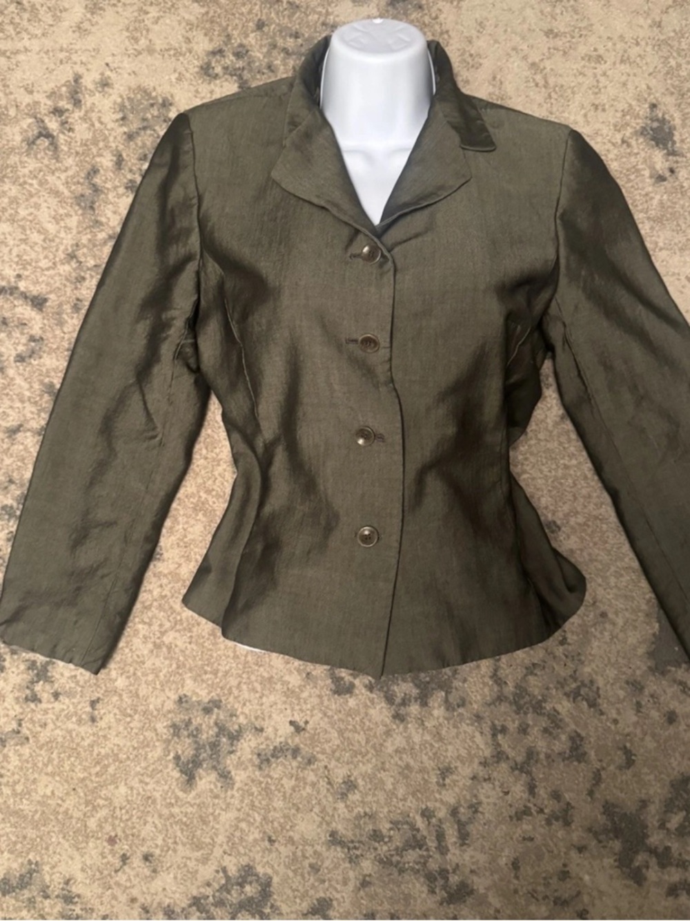 Ann Taylor Olive Tailored Button-Front Blazer